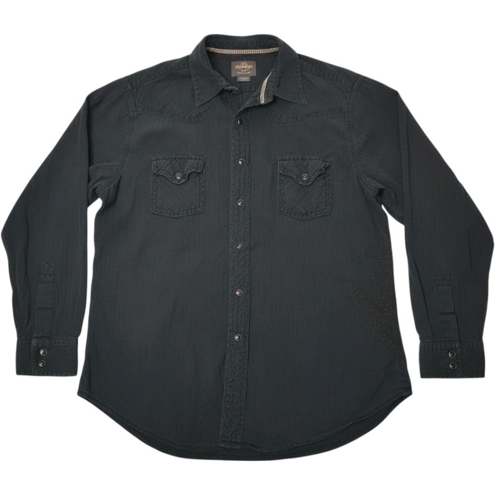 Vtg Arizona Jean Co Embroidered Stripe Western Shirt Womens XL Black Snap Rodeo